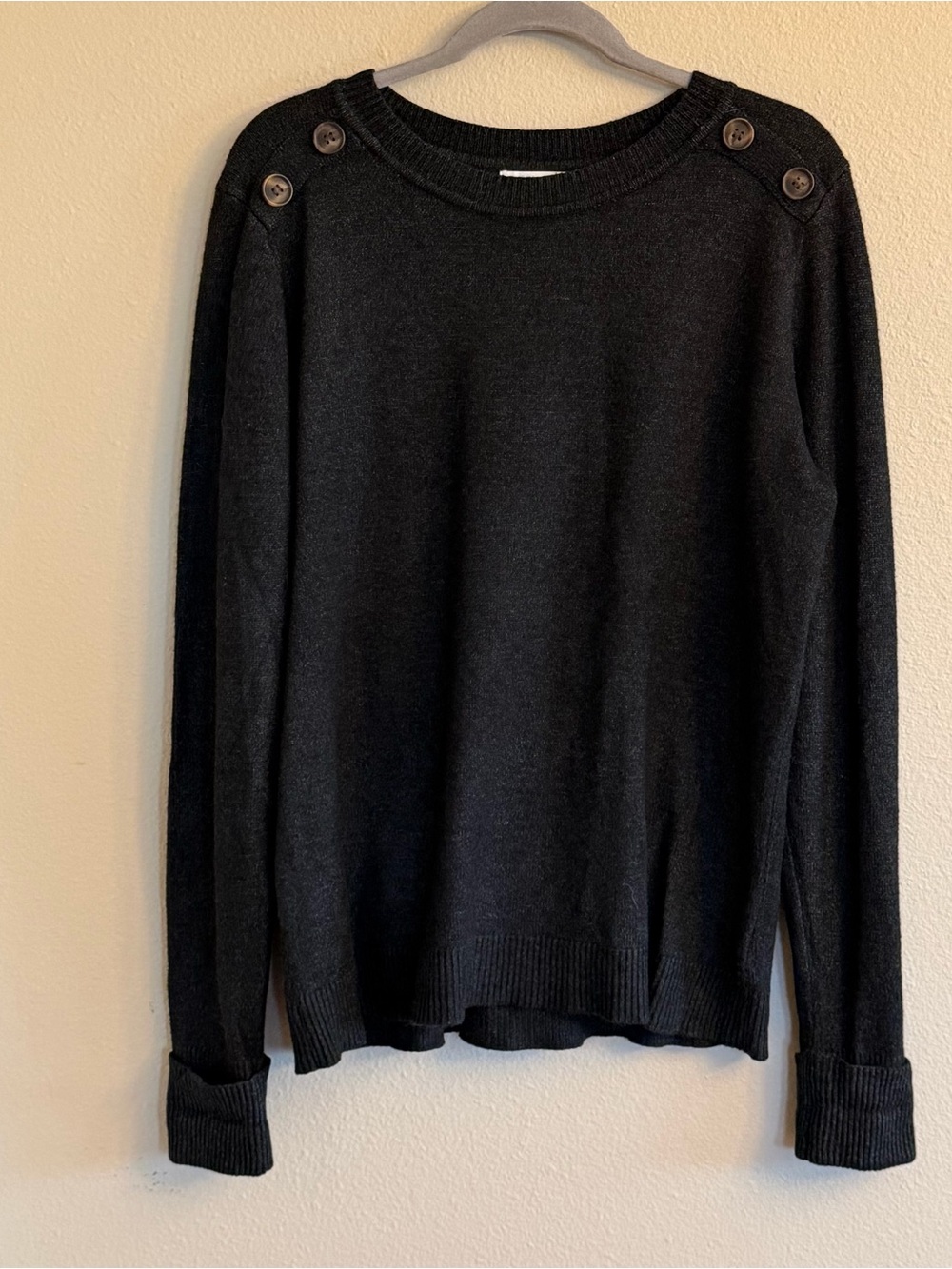 Pink Clover Black Button Shoulder Sweater Size XL